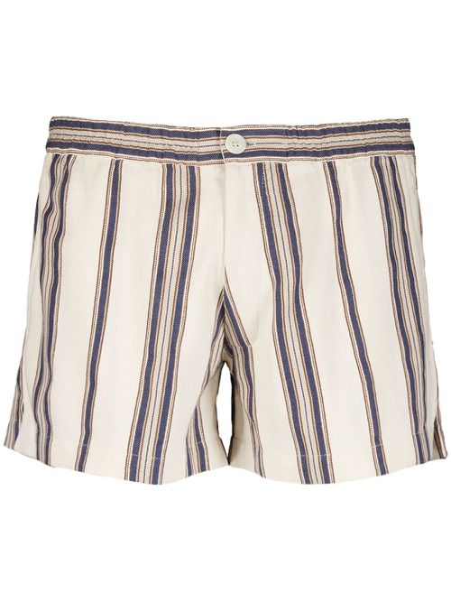 Striped elasticated-waist shorts - White