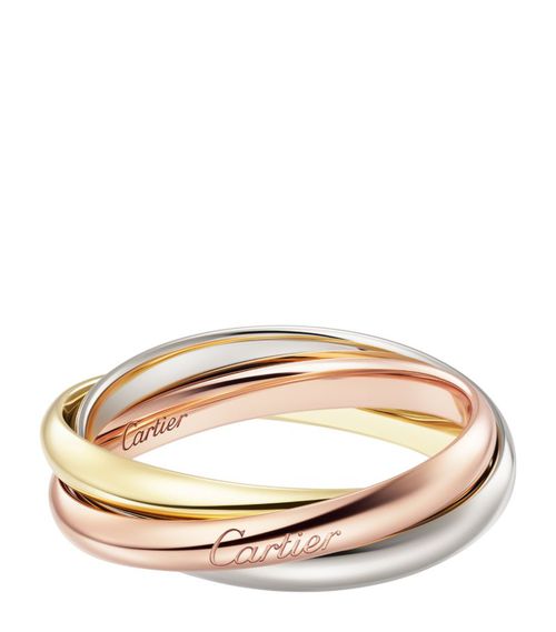 Small White, Yellow And Rose Gold Trinity Ring