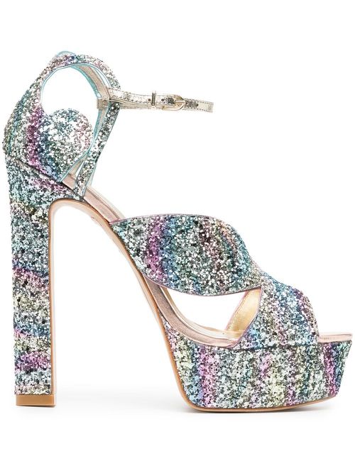 Rita 140mm glitter sandals - Blue