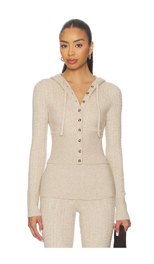 Lovers and Friends Paulina Button Up Hoodie in Beige. L. Also in M, S, XL