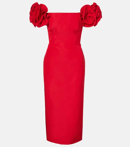 Off-shoulder silk cocktail dress
