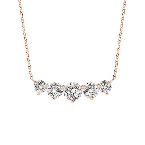 Angara 1.0 Carat Graduated Five Stone Round Diamond Necklace in 18K Rose Gold