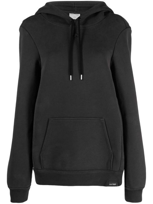 Logo-embroidered cotton hoodie - Grey