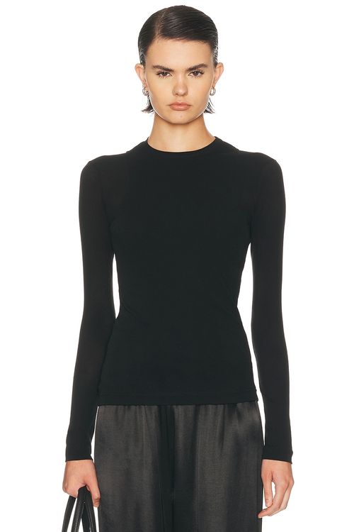 Jil Sander Double Layer Long Sleeve Top in Black - Black. L also in