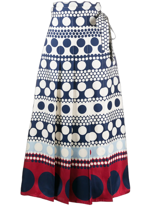 Polka-Dot Striped Skirt — Navy