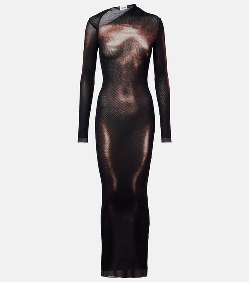 Trompe l'oeil mesh maxi dress