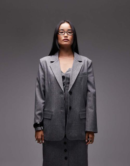 Oversized pocket detail mansy blazer co-ord in grey