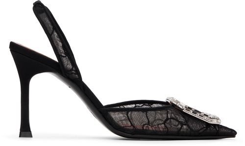 Black Camelia Lace Sling 90 Heels