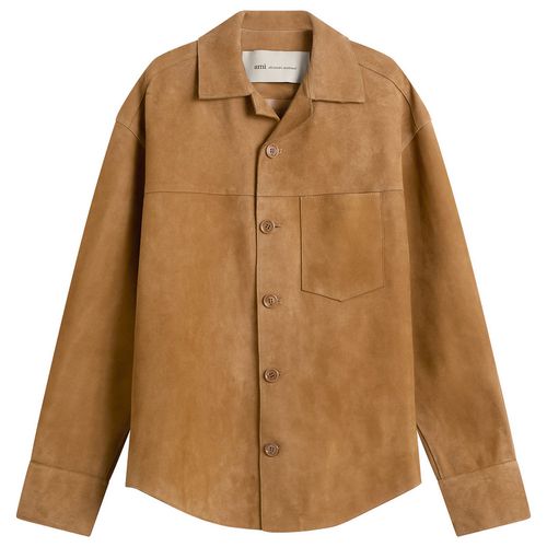 Men's Suede Buttoned Overshirt Caramel