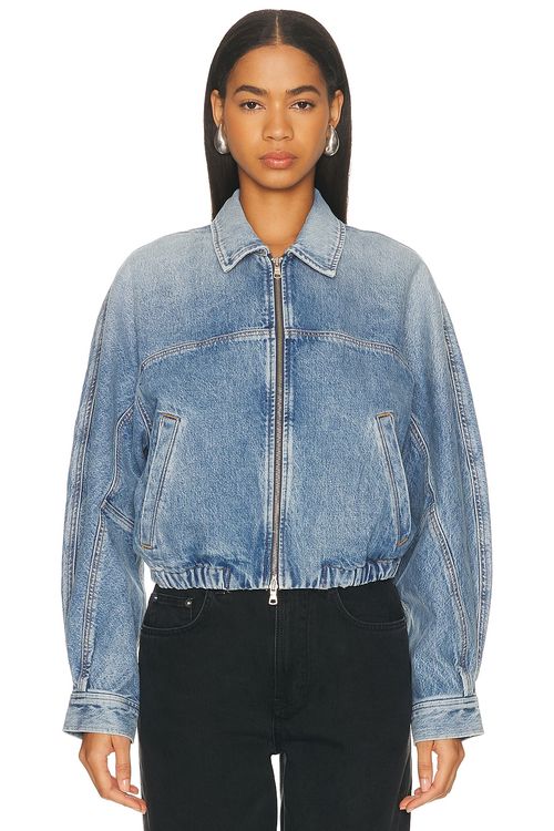 AGOLDE Dixon Cocoon Bomber Jacket in Outbreak - Blue. XS also in S, M