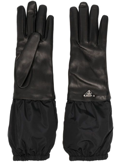Enamel-logo leather gloves