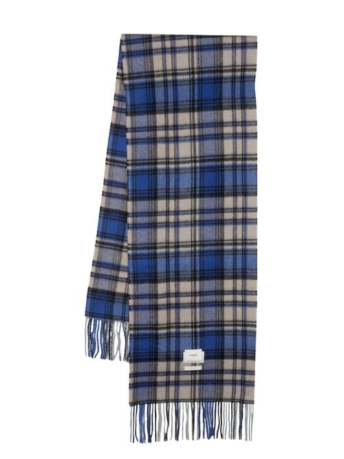 Check-pattern wool scarf - Blue