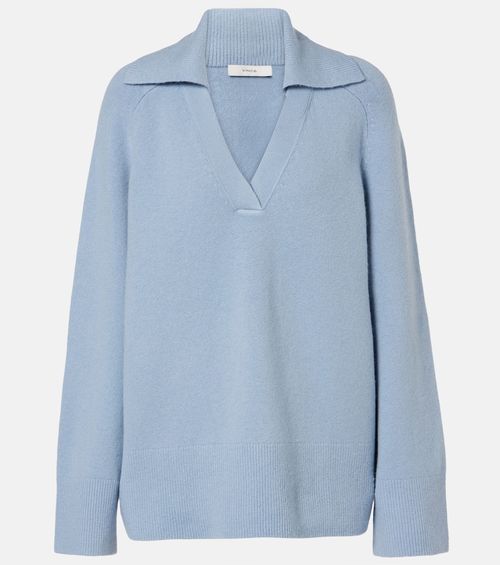 Wool and cashmere-blend polo sweater