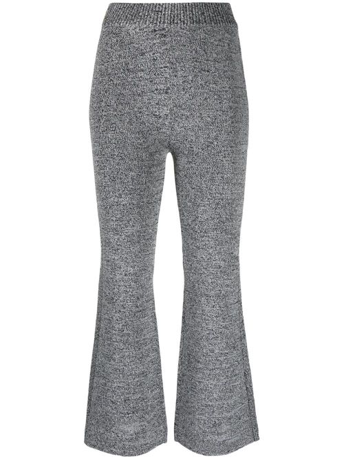 Mélange cropped flared trousers - Black