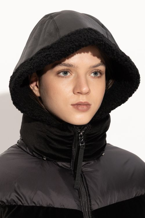 Leather Hood, Unisex, Black