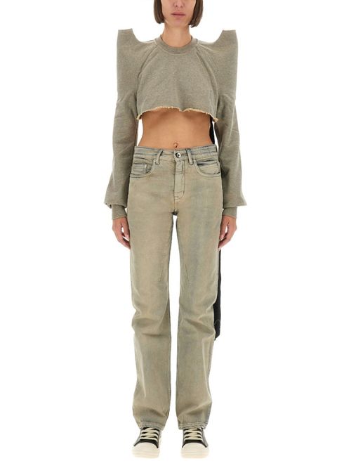 Grey Crew Neck Cropped Sweatshirt