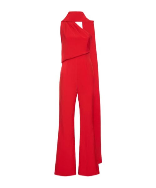 Asymmetric crepe jumpsuit
