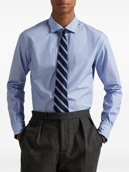 Plaid-pattern poplin shirt - Blue