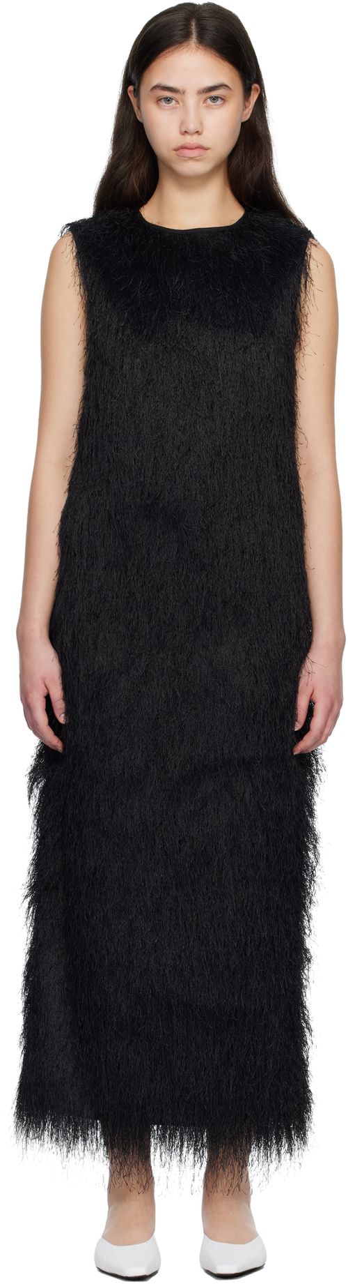 Black TIWA Fringed Maxi Dress