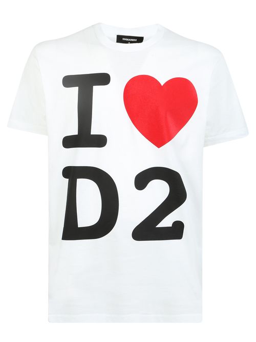 디스퀘어드2 남성 I Love D2 슬로건이 새겨진 코튼 티셔츠 12623209