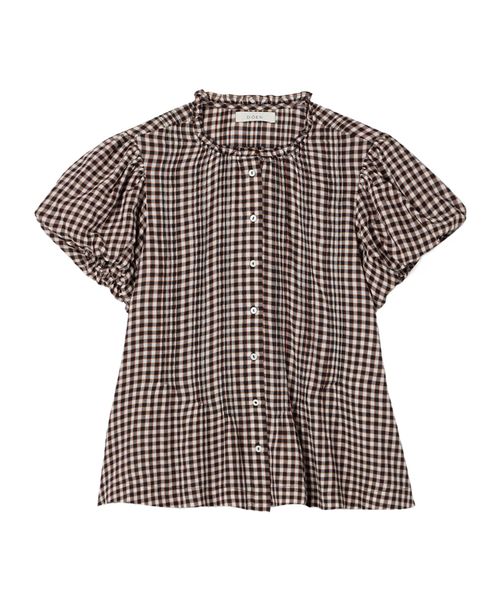 Millie ruffled checked organic cotton-voile blouse