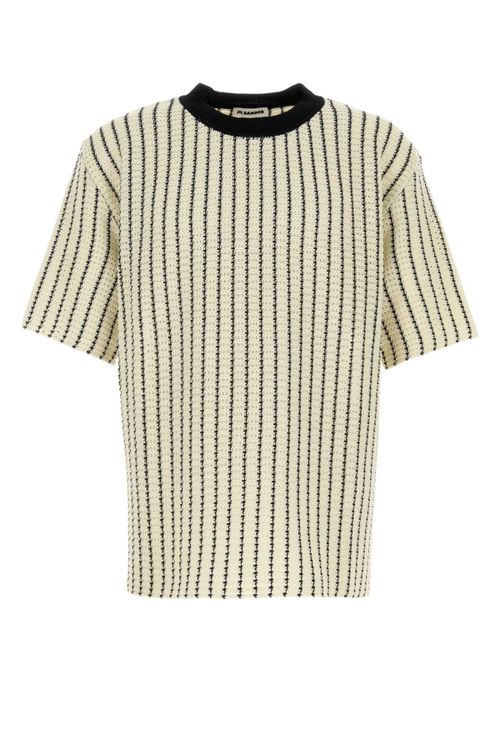 Embroidered Crochet Cotton T-Shirt — Beige