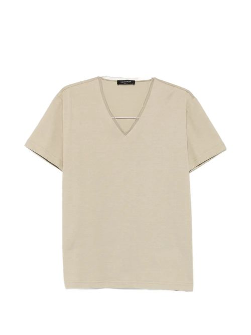 V-Neck Short-Sleeve T-Shirt — beige