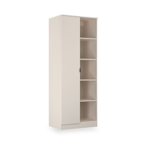 Huxley 1 Door Wardrobe with Open Shelves | Painted & Oak | Roseland / Cashmere