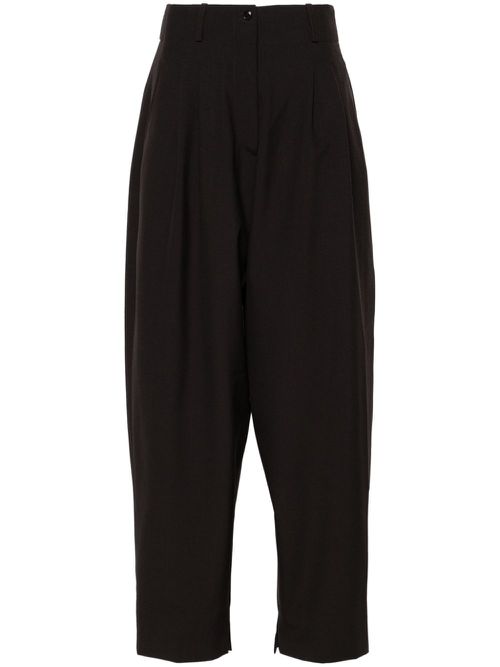 Pleated wide-leg trousers - Brown