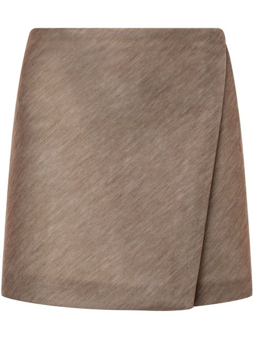 Mélange-effect asymmetric miniskirt - Brown