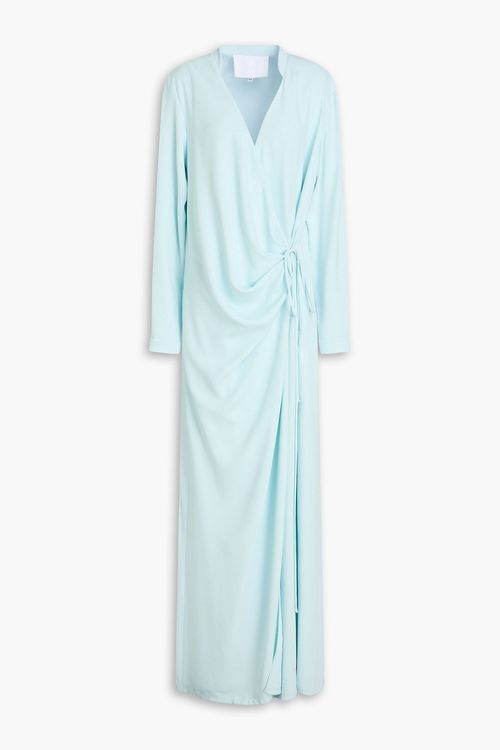 Jenella draped crepe wrap gown - Blue - FR 34