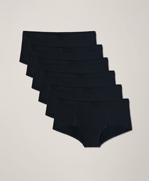 Women's Black Everyday Boy Short 6-Pack