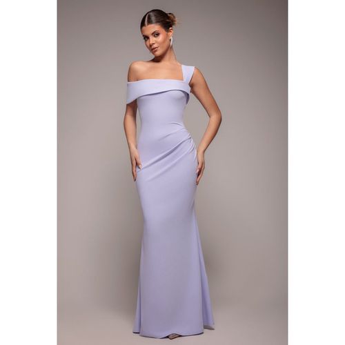 Goddiva Off The Shoulder Pleated Waist Maxi Dress - Lilac