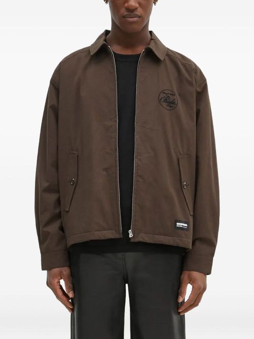 Embroidered-logo jacket - Brown