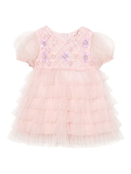 Short-sleeve tulle dress - Pink