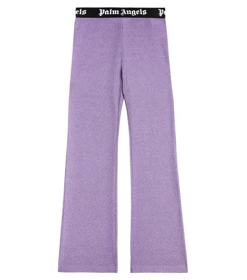 High-rise ribbed-knit flared pants