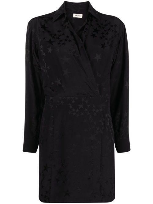 Star silk-jacquard minidress - Black