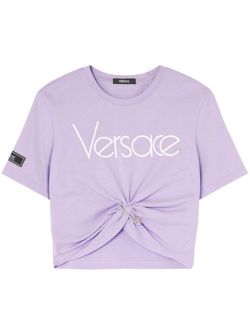 Gathered cotton T-shirt - Purple