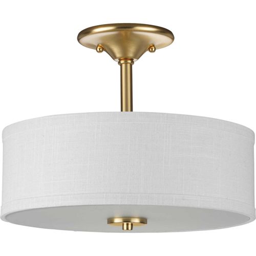 Satin Brass Two Light Semi-Flush Mount from the Inspire Collection