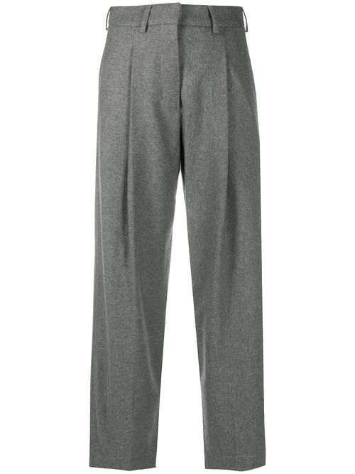 High-waisted cropped trousers - Grey