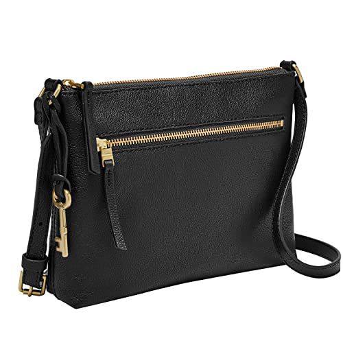 Fossil Women's Fiona Leather Small Crossbody Purse Handbag, Black (Model: ZB7266001)
