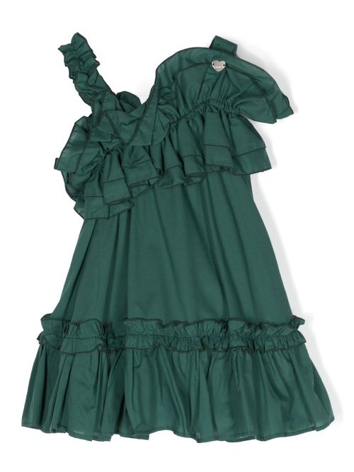 Ruffled asymmetric dress - Green