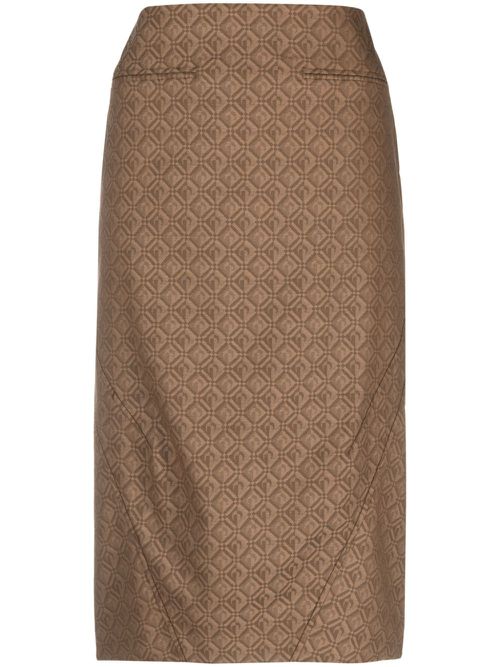 Moon Diamant jacquard midi skirt - Brown