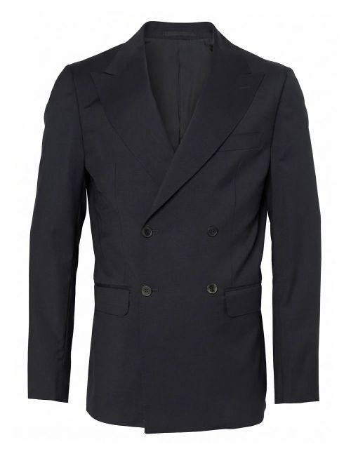 Wool Double-Breasted Blazer — Black