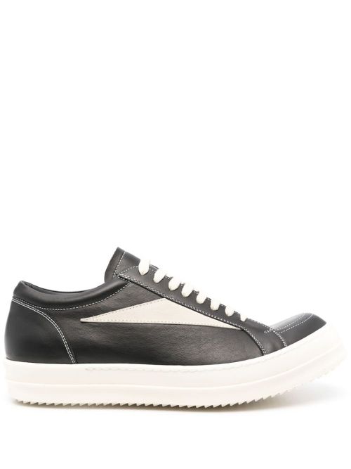 릭 오웬스 남성 Black Vintage Leather Sneakers - Men's - Rubber/Calf Leather RU02D6897LCOLVS23823786