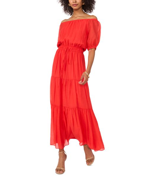Women's Off-The-Shoulder Tiered Maxi Dress - Cayenne