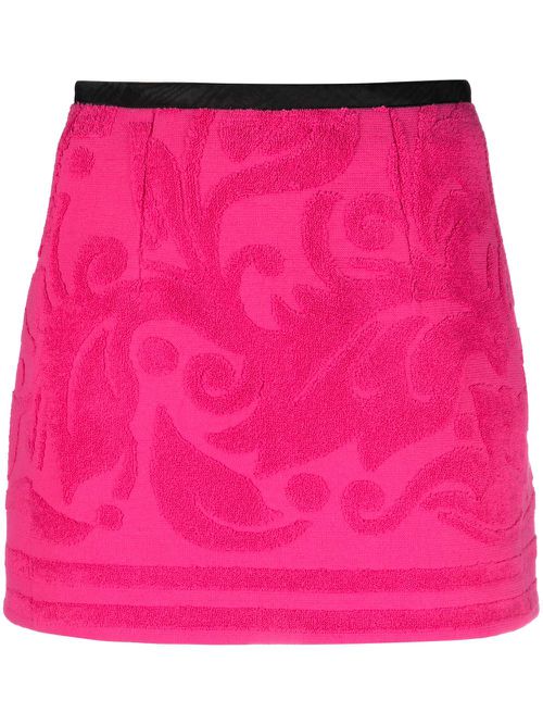 Terry-cloth jacquard miniskirt - Pink