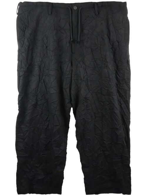 Crinkled wool-blend shorts - Black