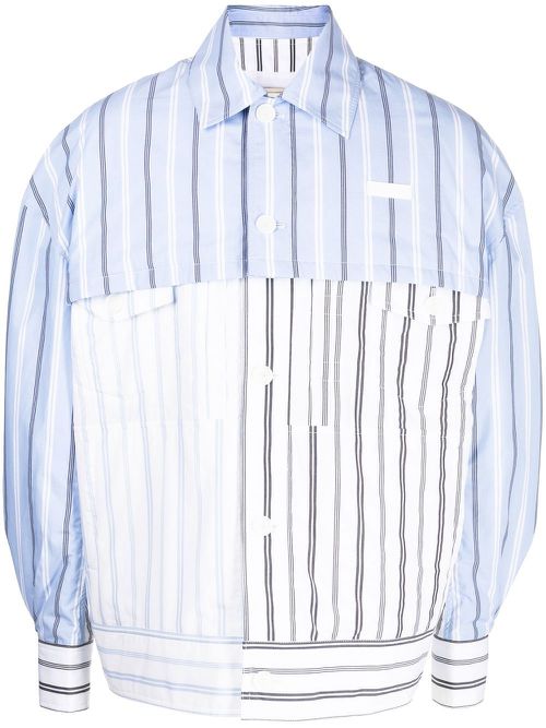 Layered striped jacket - White
