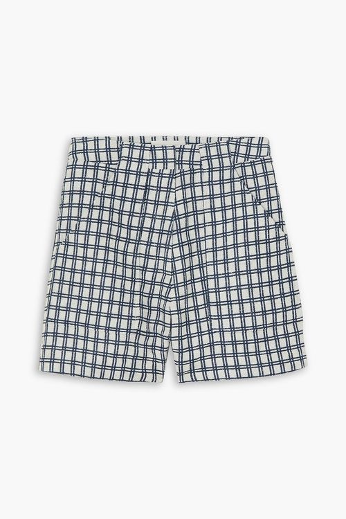 Checked cotton-blend bouclé-jacquard shorts